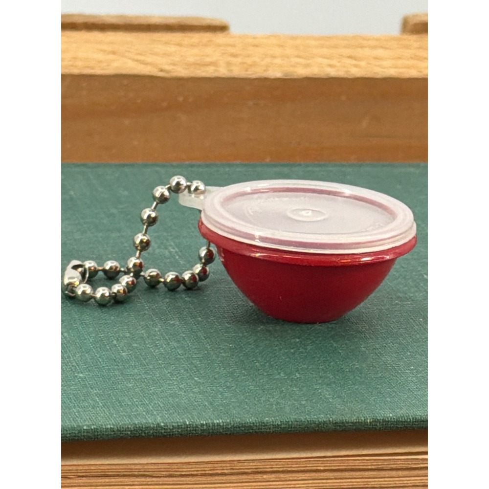 Vintage Tupperware Red Wonderlier Bowl Keychain Miniature Collectible 1307-7